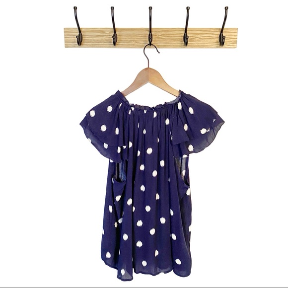 A NEW DAY Navy Dot Flutter Sleeve Top S M L XL NWT - Picture 5 of 9